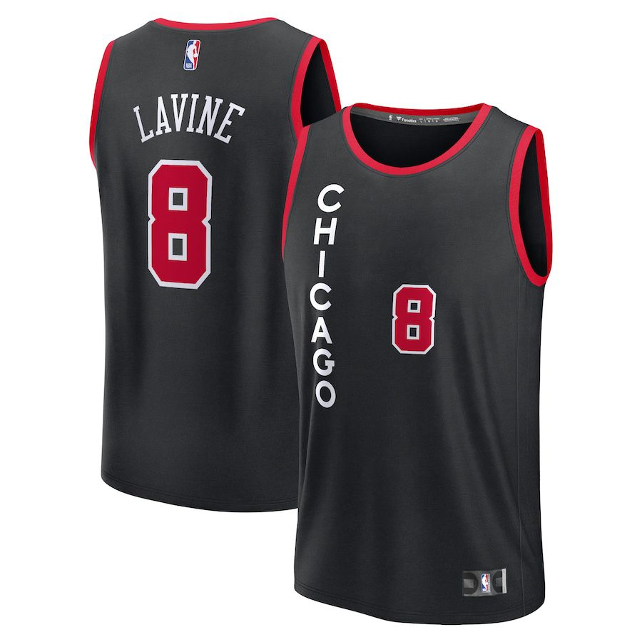 Men Chicago Bulls #8 Zach LaVine Fanatics Branded Black City Edition 2023-24 Fast Break NBA Jersey
